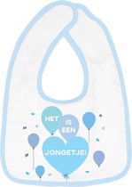 Hospitrix Slabbetje met tekst "Het is een Jongetje! " Blauw - Cadeau Zwangerschap - Baby Kwijldoek - Kwijllap - Morslap - Bavette