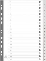 Exacompta tabbladen numeriek voor ft A4, uit PP, 20 tabs, met indexblad, wit