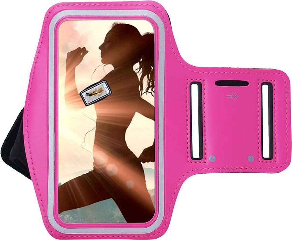 Hoesje Geschikt voor Samsung Galaxy A22 5G - Sportband Hoesje - Sport Armband Case Hardloopband Roze