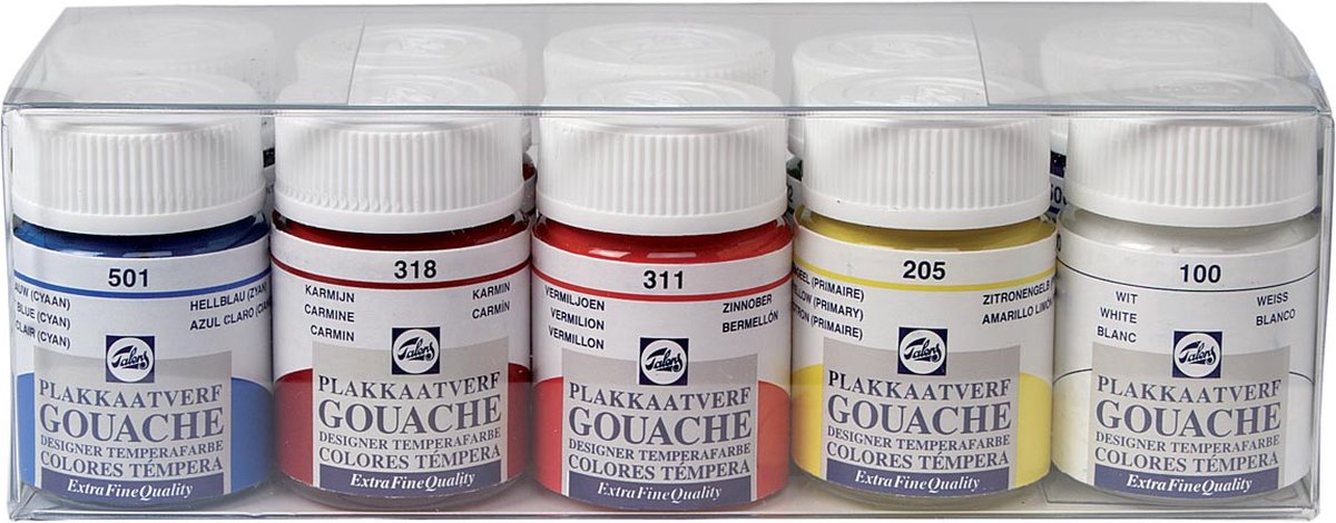Gouache Fine Quality set 10 kleuren 16 ml plakkaatverf dekkende... | bol.com