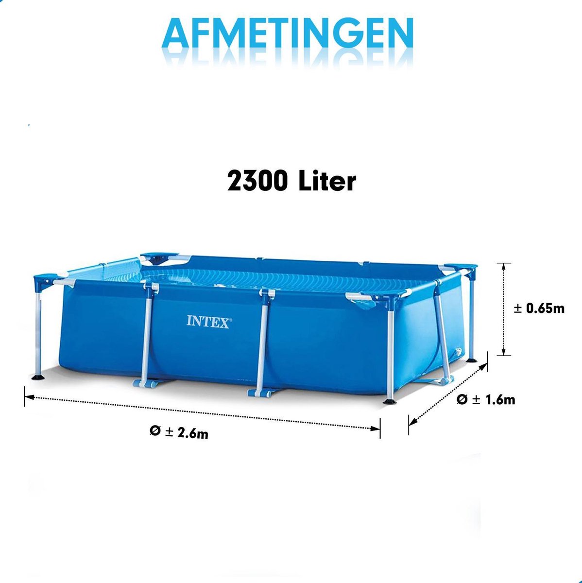 Intex Family Frame Zwembad 260x160x65cm + gratis AG Afdekhoes - afdekzeil- accessoires Opzetzwembaden- rechthoekig- framebad - rectangular - familiebad - bovengronds zwembad - Sterk - kinderzwembad - kinderen - volwassenen — afbeelding 2
