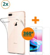 Fooniq Silicone Hoesje Transparant 2x + Screenprotector 2x - Geschikt Voor Apple iPhone 8/7 Plus