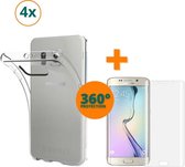 Fooniq Silicone Hoesje Transparant 4x + Screenprotector 4x - Geschikt Voor Samsung Galaxy S6 Edge