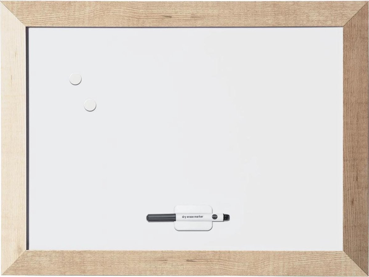 Bi-Office bisilque kamashi - whiteboard - magnetisch - niet kantelbaar - met naturel kader