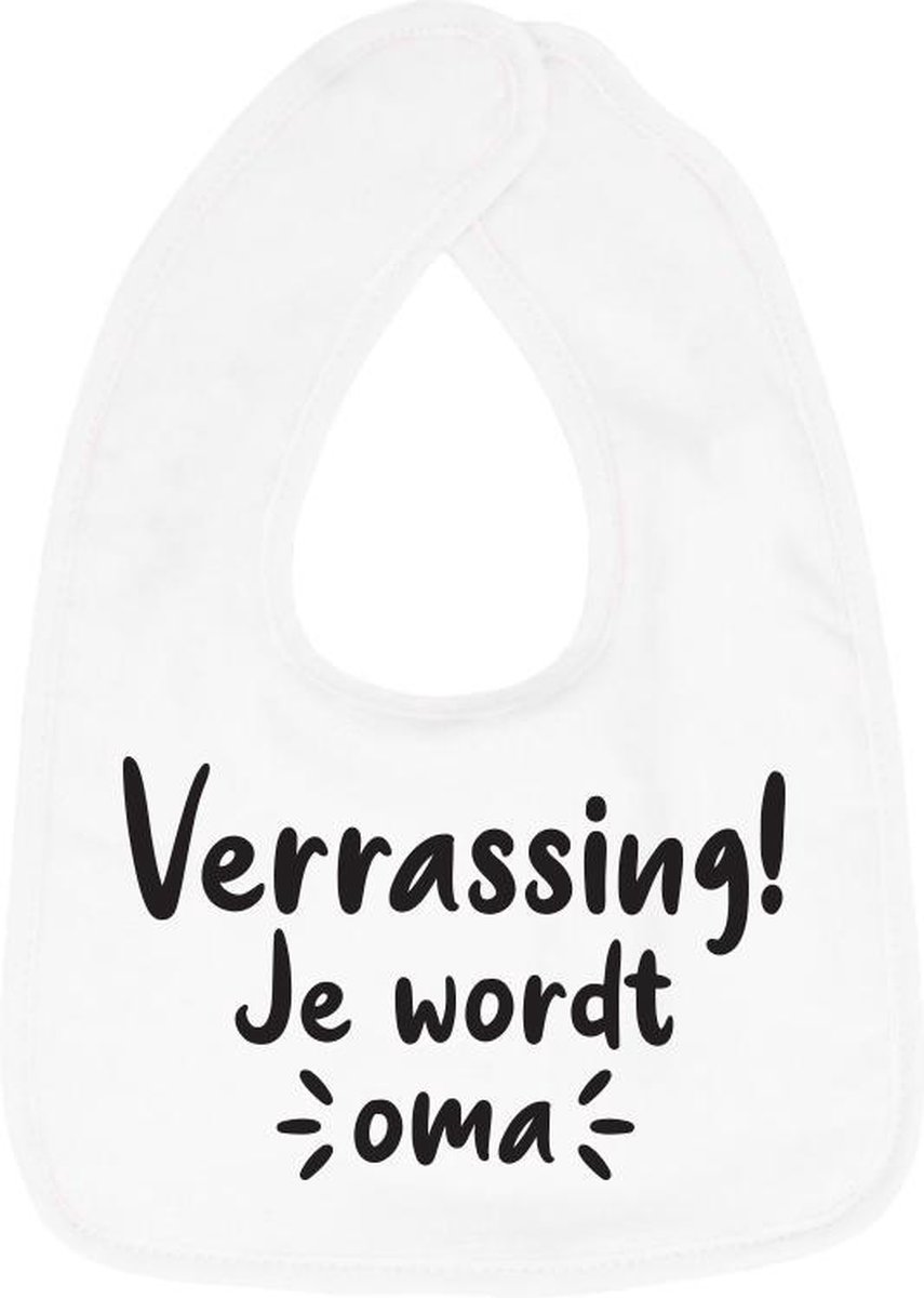 Goedkoopste Hospitrix Slabbetje met tekst Verrassing! Je wordt oma! Wit - Cadeau Zwangerschap - Baby Kwijldoek - Kwijllap - Morslap - Bavette - Bekendmaking - Aankondiging - Aanstaande Moeder - Moederdag