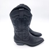 Smile Favorites® Dames Cowboylaarzen met Hak  - Imitatieleer - Zwart - Maat 41