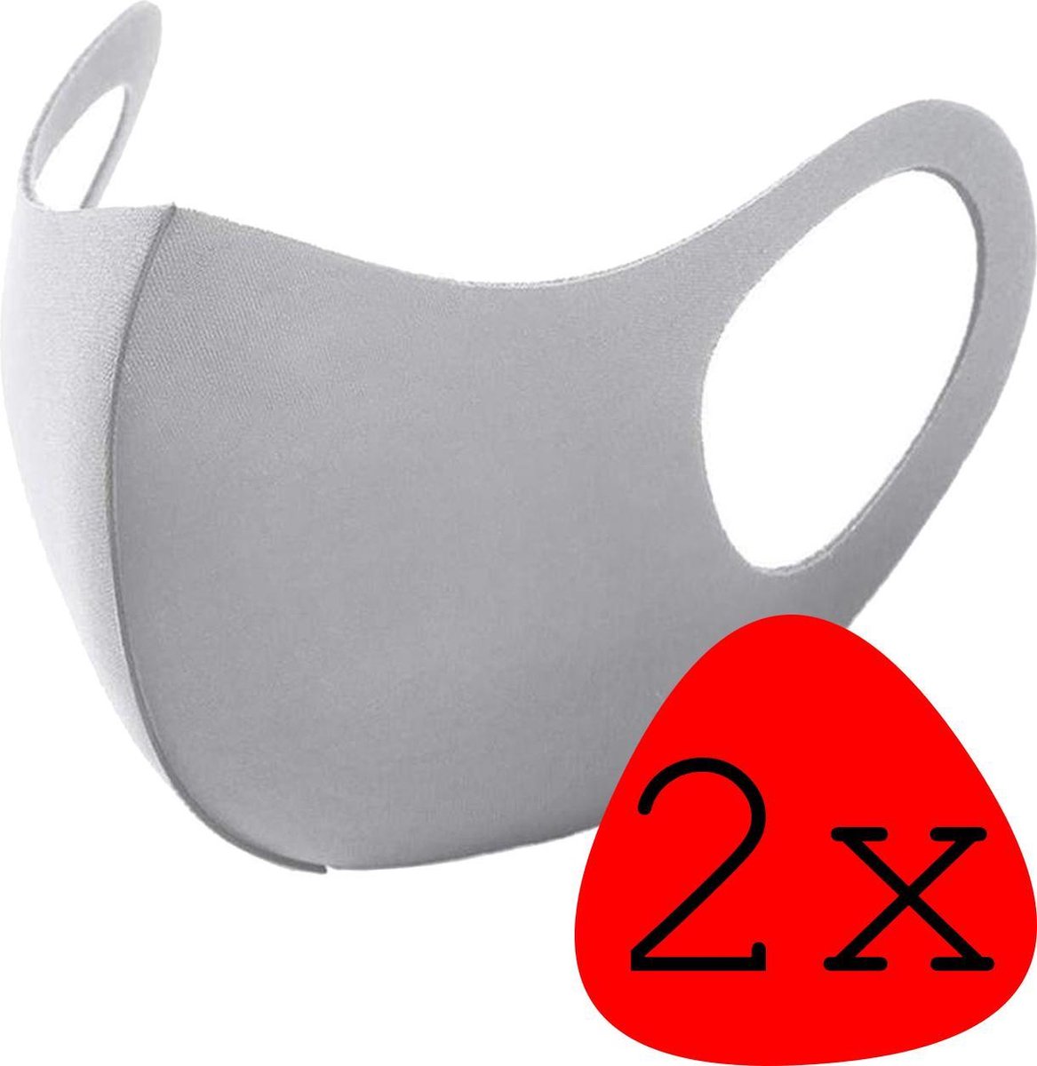 Wasbaar Mondkapje Grijs Wasbaar Mondmasker Elastisch Mondkapjes - 2 stuks