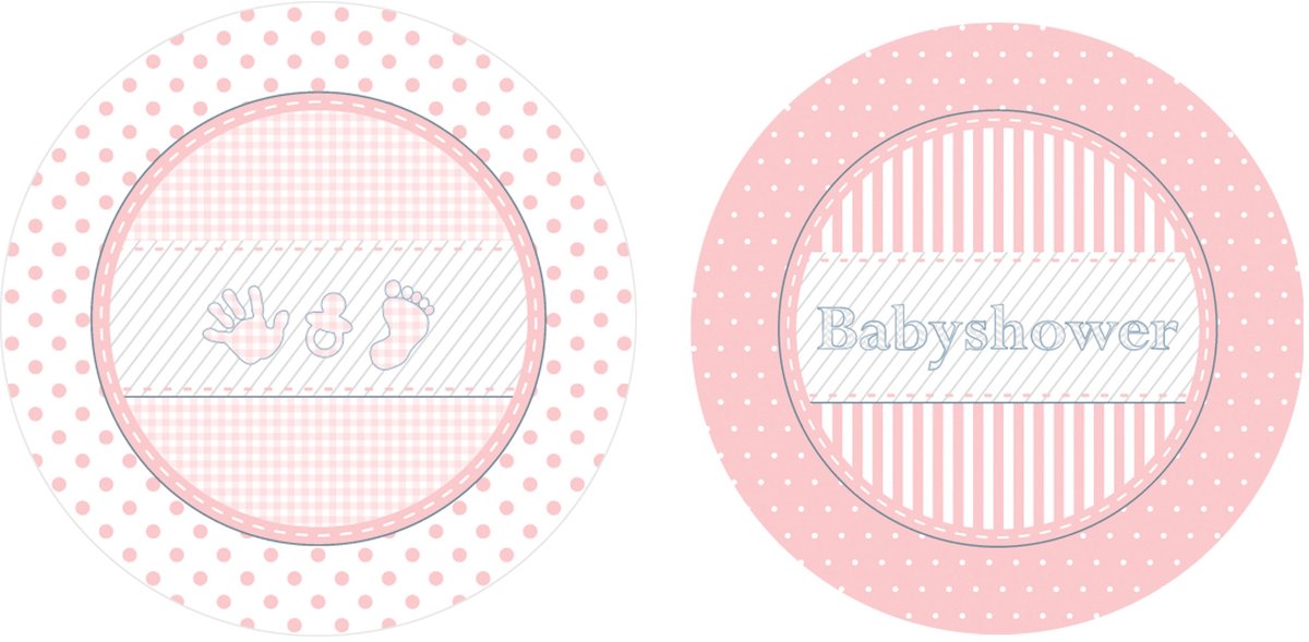 Haza Original Feestborden Babyshower Meisje Roze/wit 16 Cm 8 Stuks