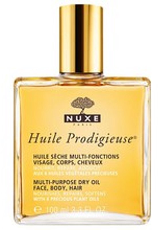 Nuxe Huile Prodigieuse multi-purpose dry oil in een glazen fles met gouden dop. 100 ml.