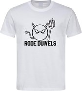 Belgie WK Voetbal T-Shirt Wit “ Rode Duivels “ Print Zwart Maat M