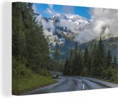 Canvas schilderij 180x120 cm - Wanddecoratie Weg bij de Oostenrijkse Großglockner in Europa - Muurdecoratie woonkamer - Slaapkamer decoratie - Kamer accessoires - Schilderijen