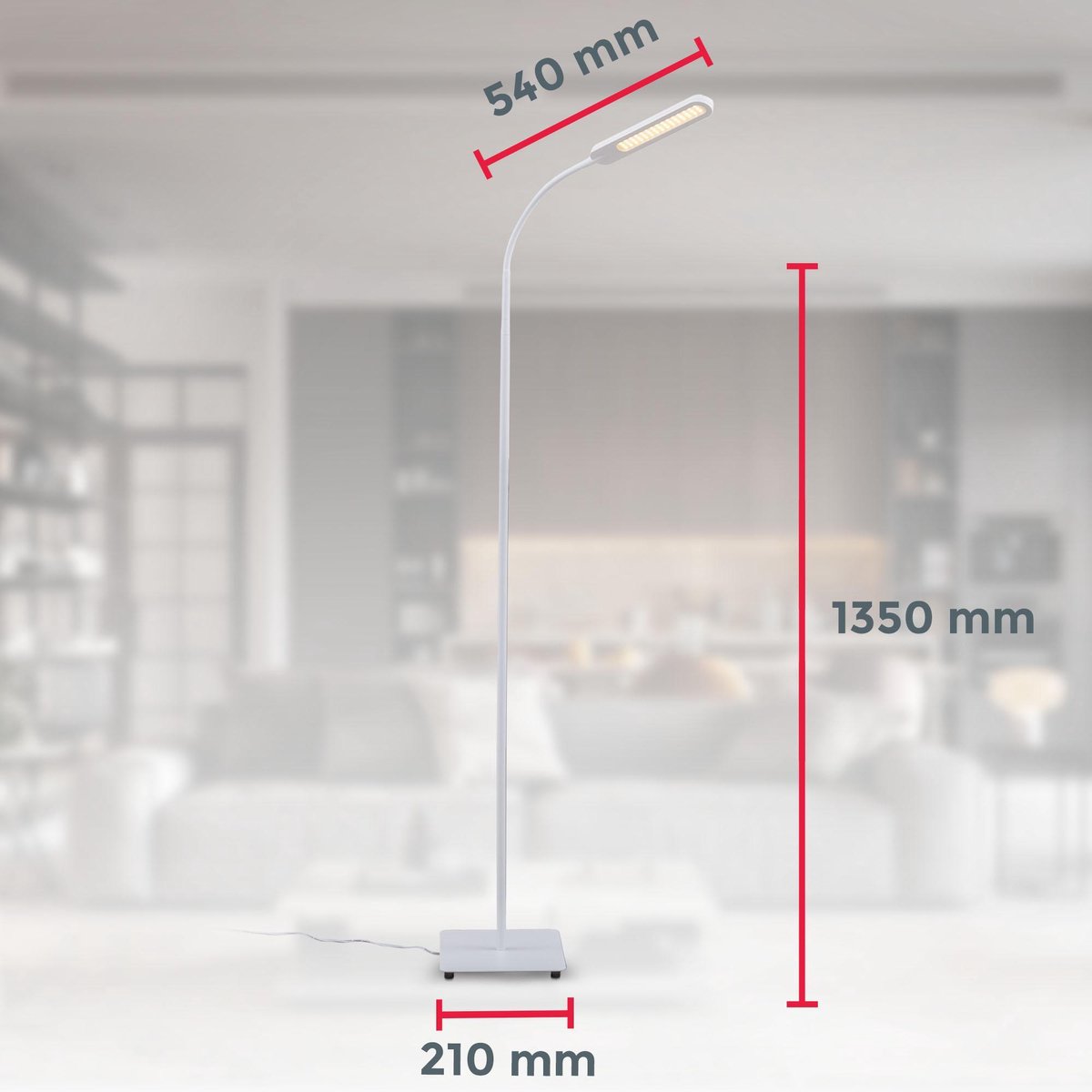 B.K.Licht - Witte CCT Vloerlamp - dimbaar - voor woonkamer - staande lamp - ingebouwde dimmer - staanlamp - booglamp - leeslamp - h: 135cm - 600Lm - 6.5W thumbnail 7