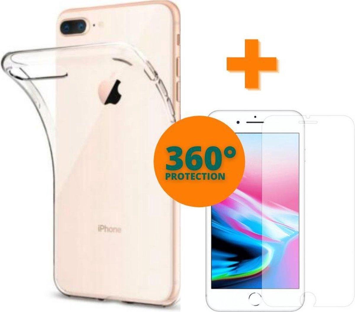 Fooniq Silicone Hoesje Transparant + Screenprotector - Geschikt Voor Apple iPhone 7/8 Plus