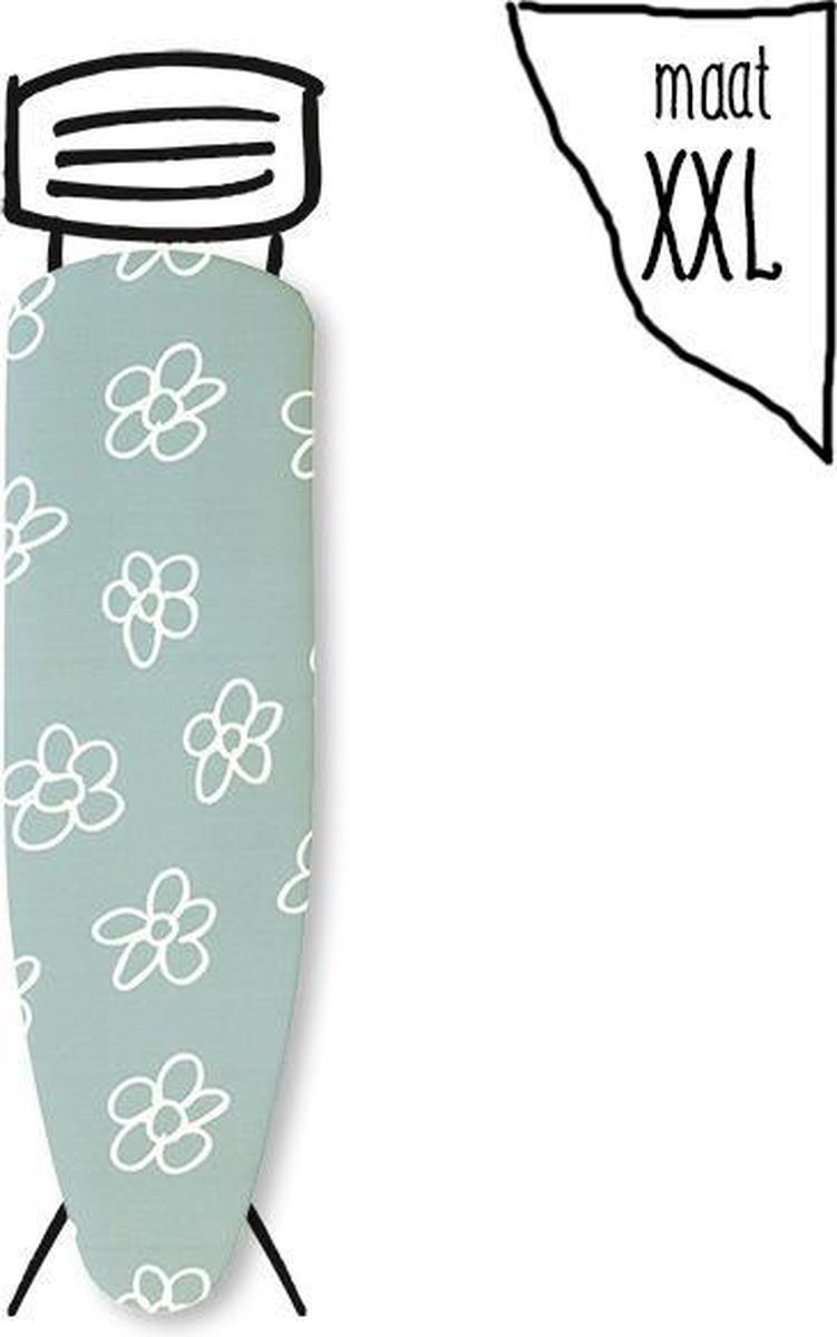 Strijkhoes Groen met witte bloemen - maat XXL