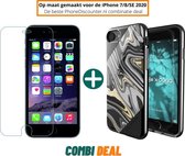 Fooniq Swirl Hoesje Zwart + Screenprotector - Geschikt Voor Apple iPhone SE 2020