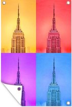 Muurdecoratie Empire State Building in pop-art style - 120x180 cm - Tuinposter - Tuindoek - Buitenposter