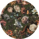 ESTAhome zelfklevende behangcirkel bloemen vergrijsd olijfgroen - 158989 - 70 x 70 cm