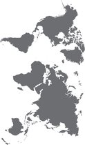 Sanders & Sanders muursticker wereldkaart grijs - 600272 - 65 x 85 cm