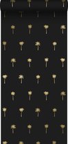 ESTAhome behang palmbomen zwart en goud - 139161 - 0.53 x 10.05 m