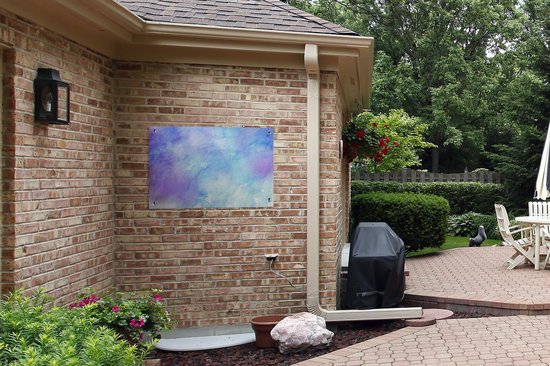 Posters de jardin extérieur Aquarelle - Violet - Bleu clair - 90x60 cm - Toile jardin - Affiche extérieur