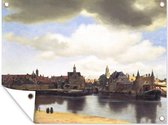 Tuinschilderij View of Delft - Johannes Vermeer - 80x60 cm - Tuinposter - Tuindoek - Buitenposter