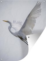 Tuin decoratie Elegante grote zilverreiger vogel spreidt haar vleugels - 30x40 cm - Tuindoek - Buitenposter
