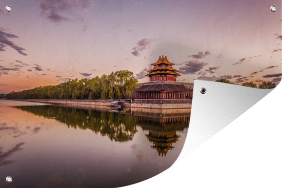 Tuindecoratie Verboden Stad in China bij water - 60x40 cm - Tuinposter - Tuindoek - Buitenposter