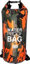 Drybag 30 liter camouflage oranje - Waterdichte zak tas - Waterproof Kanotas/zeiltas/boottas