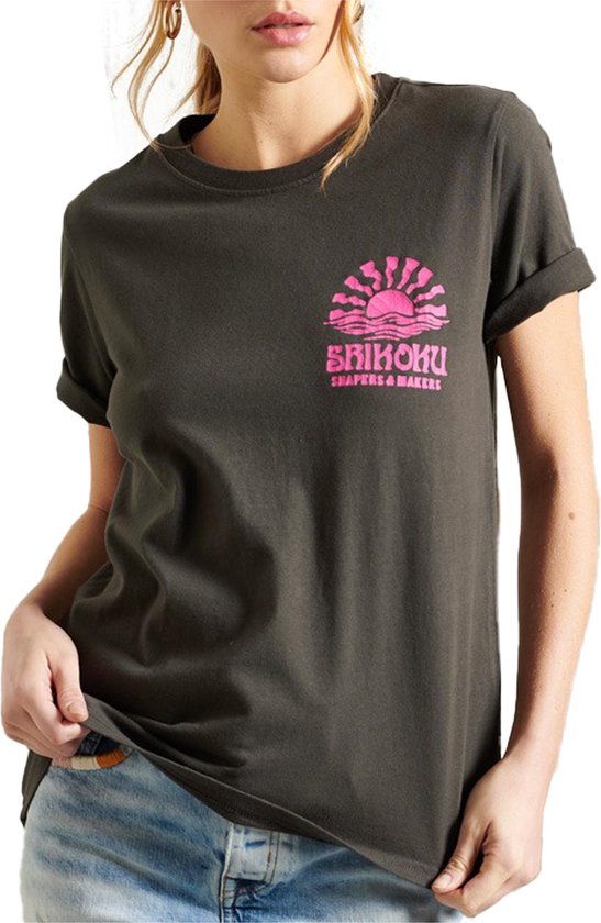 Superdry T-shirt - Vrouwen - Zwart/Roze | bol.com