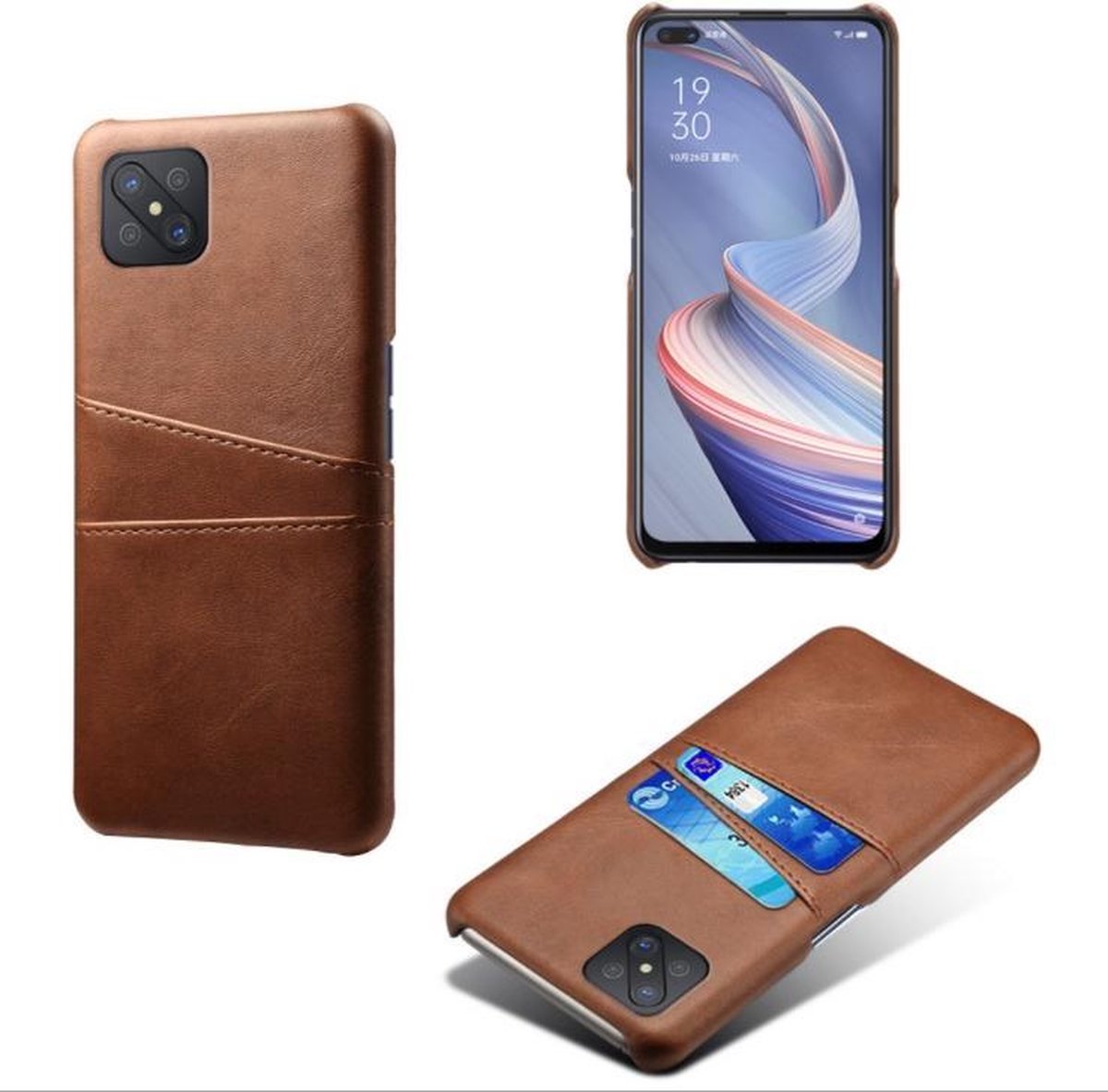 Back Cover met Opbergvakjes + PMMA Screenprotector voor OPPO Reno4 Z 5G _ Donkerbruin