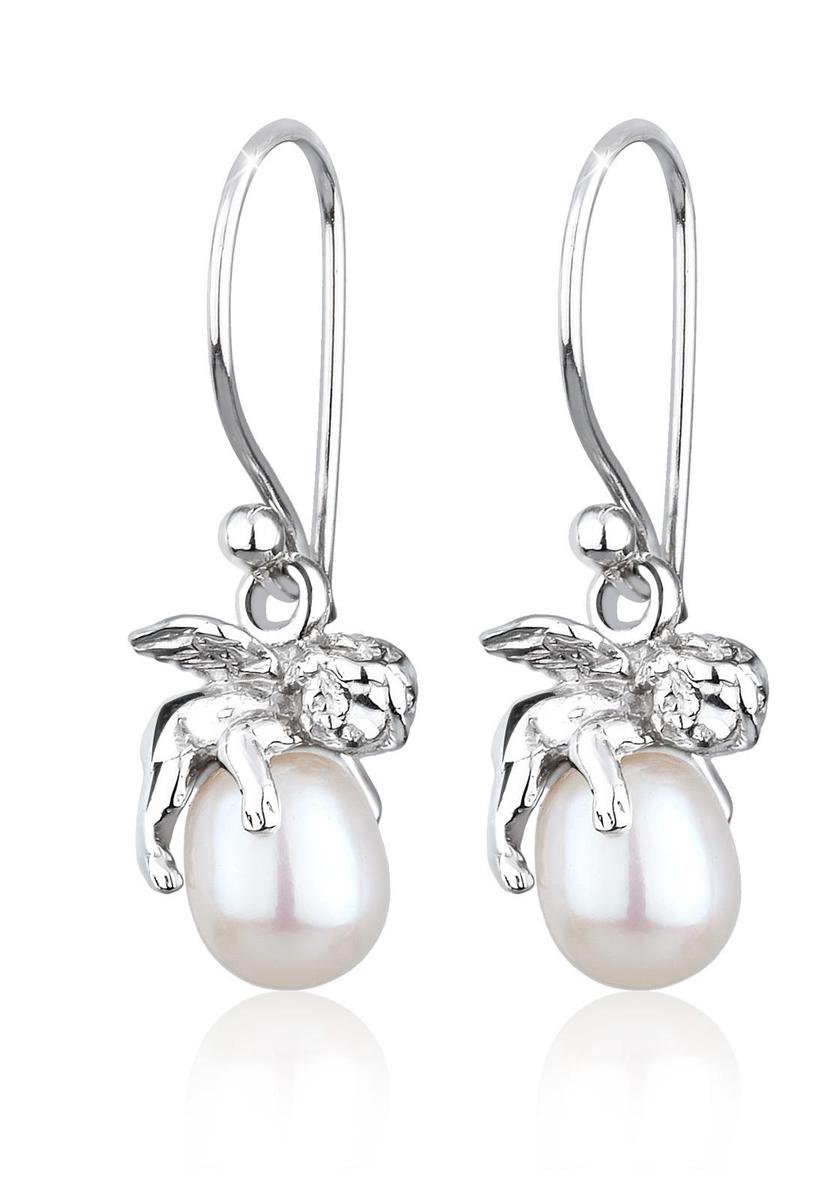 Elli Dames Oorbellen Dames Guardian Angel Pendant Elegant met Zoetwater Gekweekte Parels in 925 Sterling Zilver