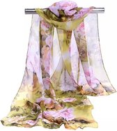 Emilie Scarves - sjaal - bloemen - viscose - groen roze