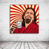 Pop Art The Dude Acrylglas - 100 x 100 cm op Acrylaat glas + Inox Spacers / RVS afstandhouders - Popart Wanddecoratie