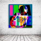 Imagine John Lennon Pop Art Canvas - 90 x 90 cm - Canvasprint - Op dennenhouten kader - Geprint Schilderij - Popart Wanddecoratie