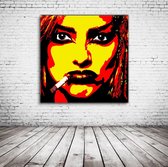 Pop Art Nina Hagen Acrylglas - 80 x 80 cm op Acrylaat glas + Inox Spacers / RVS afstandhouders - Popart Wanddecoratie