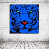 Tijger Art Acrylglas - 80 x 80 cm op Acrylaat glas + Inox Spacers / RVS afstandhouders - Popart Wanddecoratie