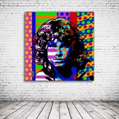 Pop Art Jim Morrison Acrylglas - 80 x 80 cm op Acrylaat glas + Inox Spacers / RVS afstandhouders - Popart Wanddecoratie