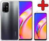 Oppo A94 5G Hoesje Siliconen Case Transparant Cover Met Screenprotector - Oppo A94 5G Hoesje Cover Hoes Siliconen Met Screenprotector - Transparant