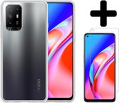 Oppo A94 5G Hoesje Transparant Siliconen Case Met Screenprotector - Oppo A94 Case Hoesje - Oppo A94 5G Hoes Cove Met Screenprotectorr - Transparant