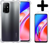 OPPO A94 5G Hoesje Transparant Shockproof Case Met Screenprotector - OPPO A94 Case Hoesje - OPPO A94 5G Hoes Cover Met Screenprotector - Transparant
