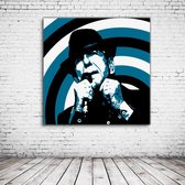 Leonard Cohen Pop Art Acrylglas - 100 x 100 cm op Acrylaat glas + Inox Spacers / RVS afstandhouders - Popart Wanddecoratie