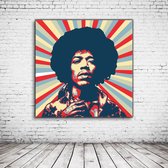 Pop Art Jimi Hendrix Retro Acrylglas - 80 x 80 cm op Acrylaat glas + Inox Spacers / RVS afstandhouders - Popart Wanddecoratie