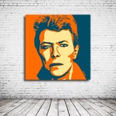 Pop Art David Bowie Acrylglas - 100 x 100 cm op Acrylaat glas + Inox Spacers / RVS afstandhouders - Popart Wanddecoratie