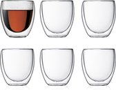 Glasrijk® theeglazen - Dubbelwandige glazen - 250 ml - 6 stuks - Koffieglazen - Theeglas - Cappuccino glazen - Latte macchiato glazen