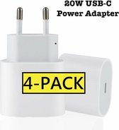 4x iPhone 12 oplaadstekker 20W USB-C Power oplader   Apple iPhone 12 - Apple iPad - USB-C Apple Lightning |Snellader iPhone 12 / 11 / X / iPad / 12 Pro Max / iPhone 12 Pro | iPhone 12 Lader |