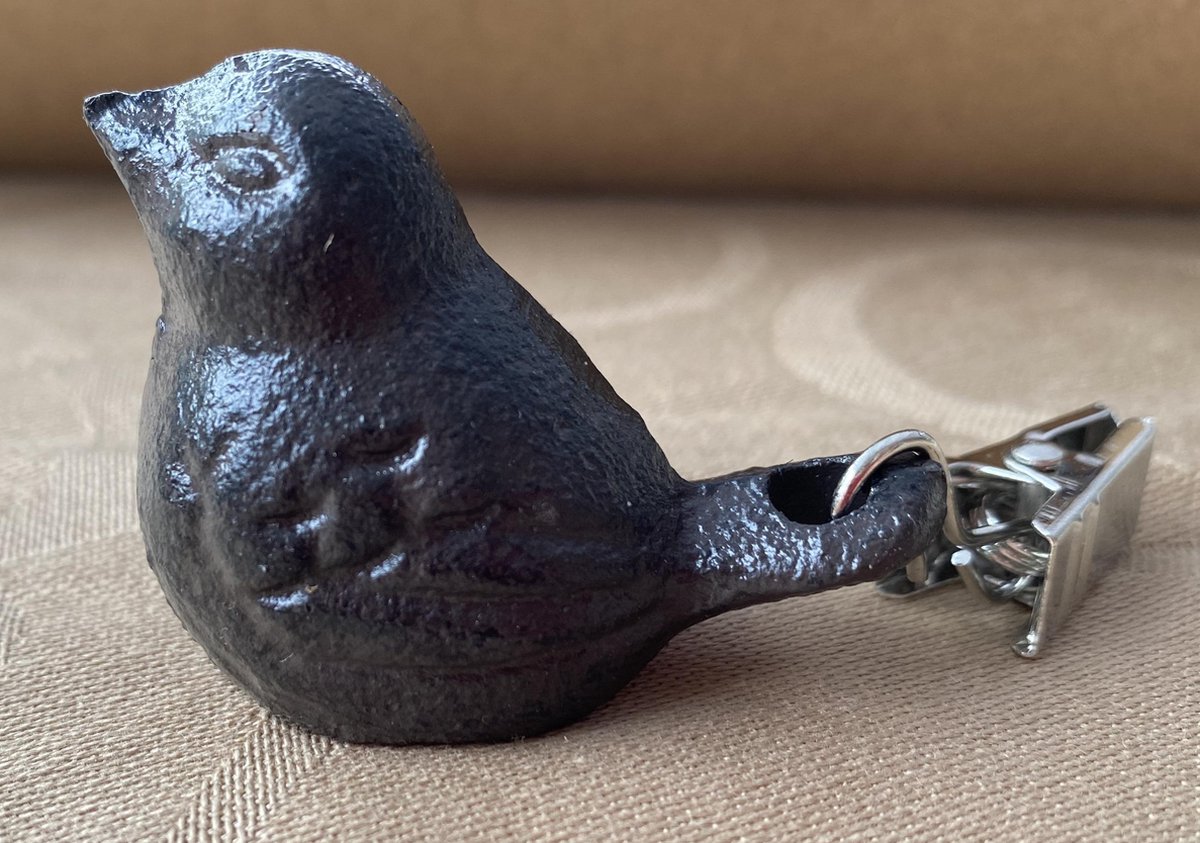 Tafelkleedgewichtjes vogeltjes set van 4 stuks van gietijzer donkerbruin