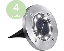 Merkloos LED Solar Grondspot - solar buitenlamp - Set van 4 stuks - Tuinverlichting op zonne-energie - 10 uur licht - Waterdicht - Tuinlamp voor buiten
