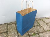 Papieren koordtas blauw 50 stuks 18x8x22cm / papieren tasjes