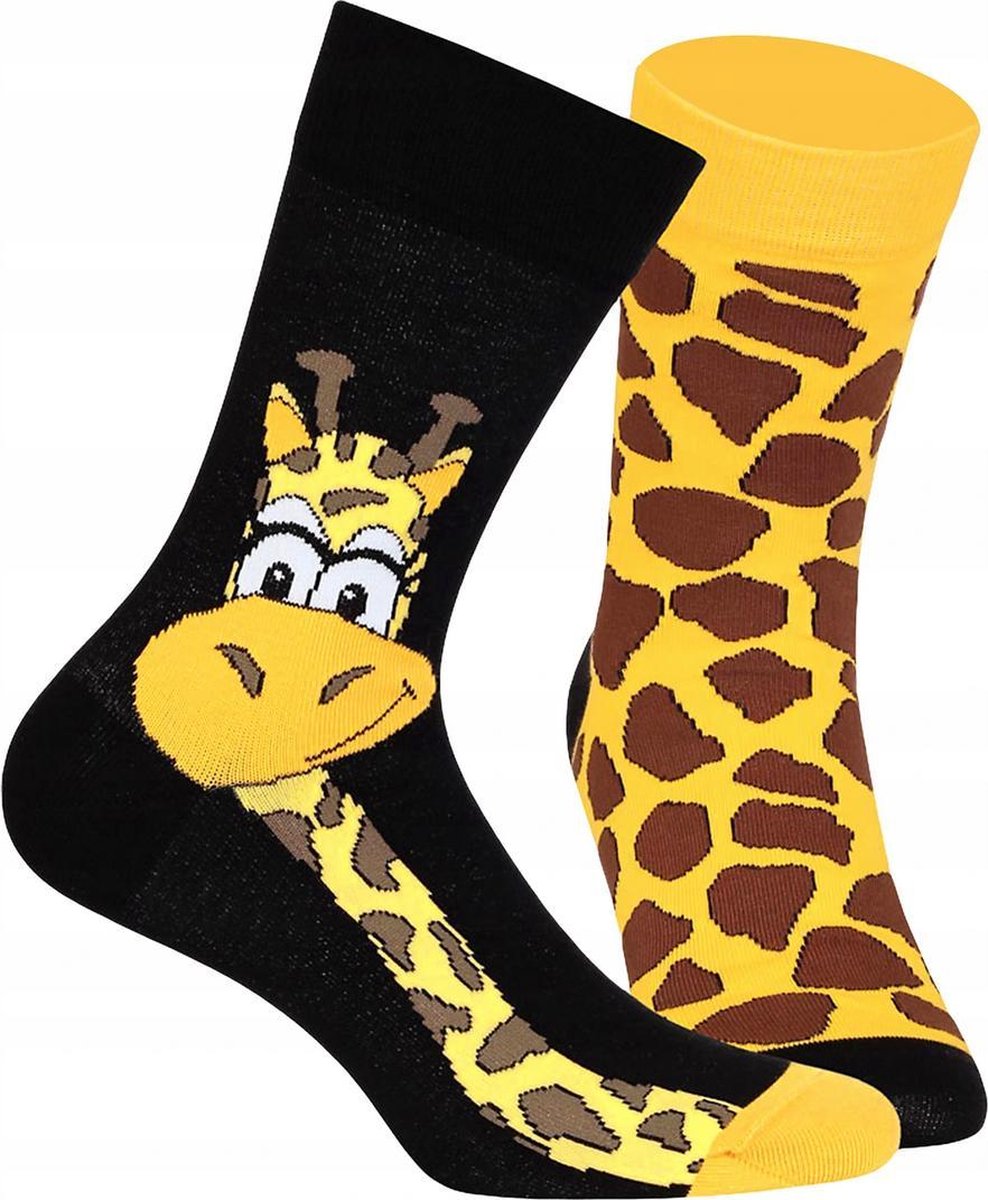 2 pack Gatta-Wola katoenen sokken Funky, 2 verschillende patronen, maat 43-46, Giraffe patroon