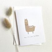 studio pluizig - wenskaart - alpaca - it's your birthday